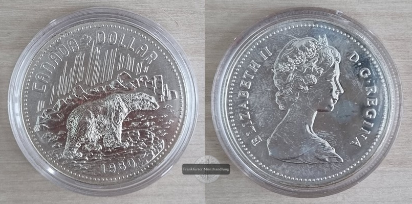  Kanada  1 Dollar 1980 Arktische Gebiete  FM-Frankfurt   Feinsilber: 11,66g   