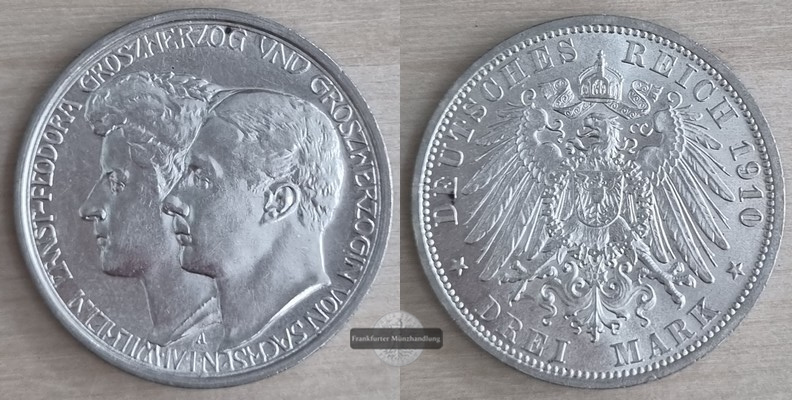  Anhalt Kaiserreich  3 DM  1914 A  FM-Frankfurt Feingewicht: 15g Silber   