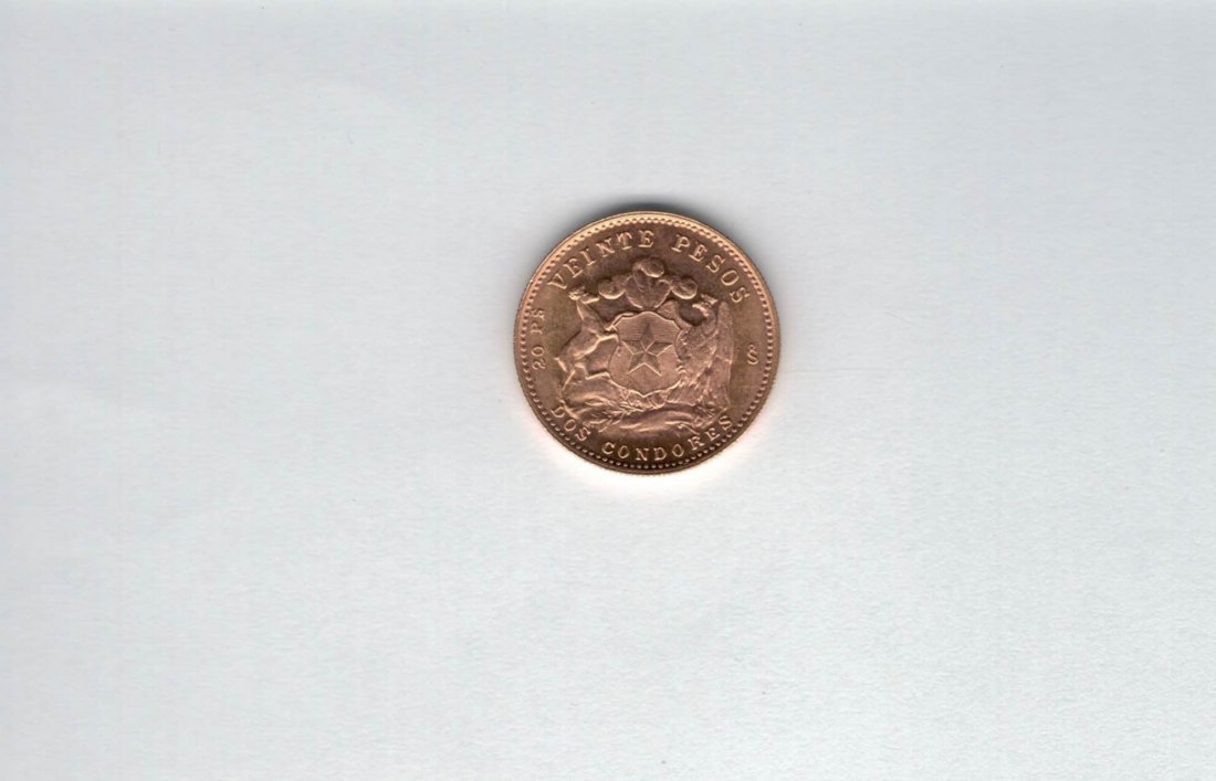  20 Pesos 1964 Goldmünze 900/4,06g Chile Spittalgold9800 (5538   