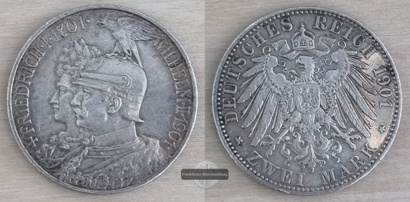  Deutsches Kaiserreich. Preussen, Wilhelm II. 2 Mark 1901 A Königreich  FM-Frankfurt Feinsilber: 10g   