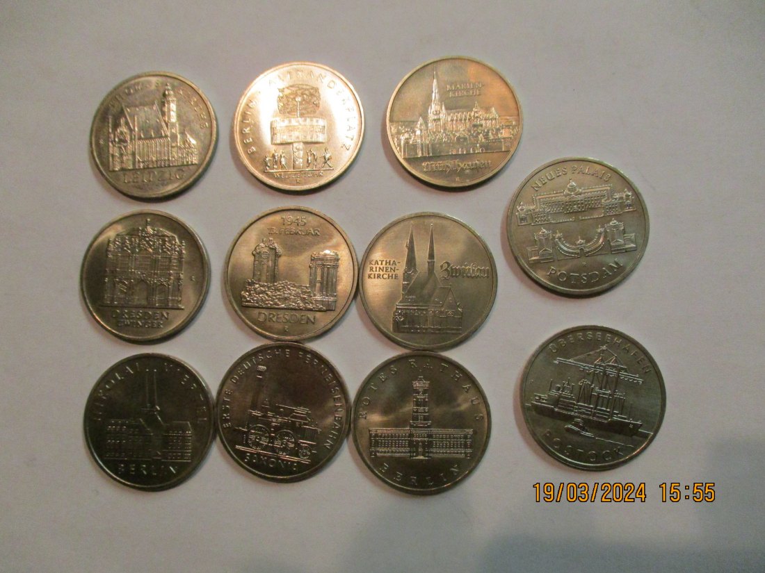  Lot - Sammlung 11 x 5 Mark DDR Münzen  siehe Foto / MZ2   