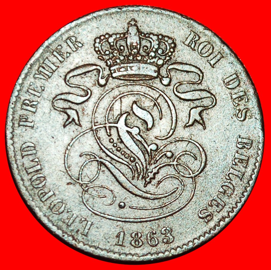  * DISCOVERY (1833-1865): BELGIUM ★ 2 CENTIMES 1863 8/8 LEOPOLD I (1831-1865)★LOW START ★ NO RESERVE!   