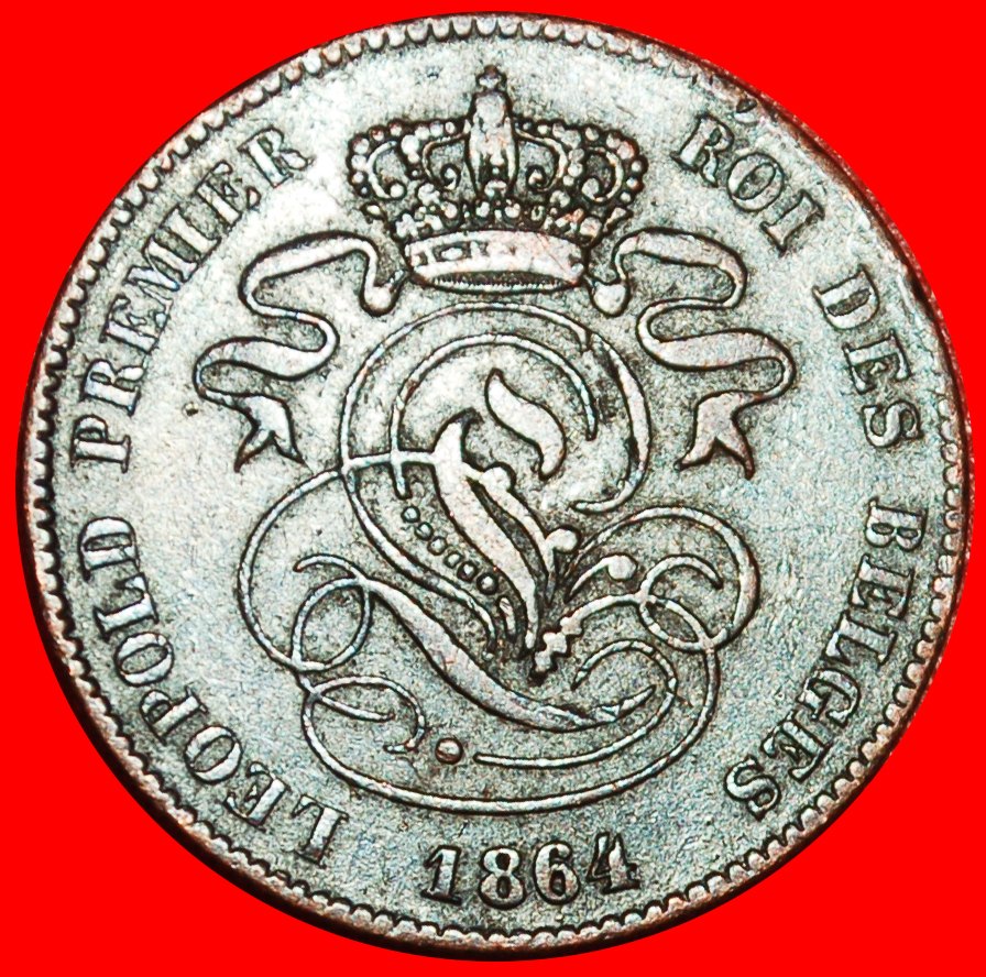  * MIT PUNKT IN UNTERSCHRIFT 1833-1865:BELGIEN★2 CENTIME 1864★LEOPOLD I. (1831-1865)★OHNE VORBEHALT!   