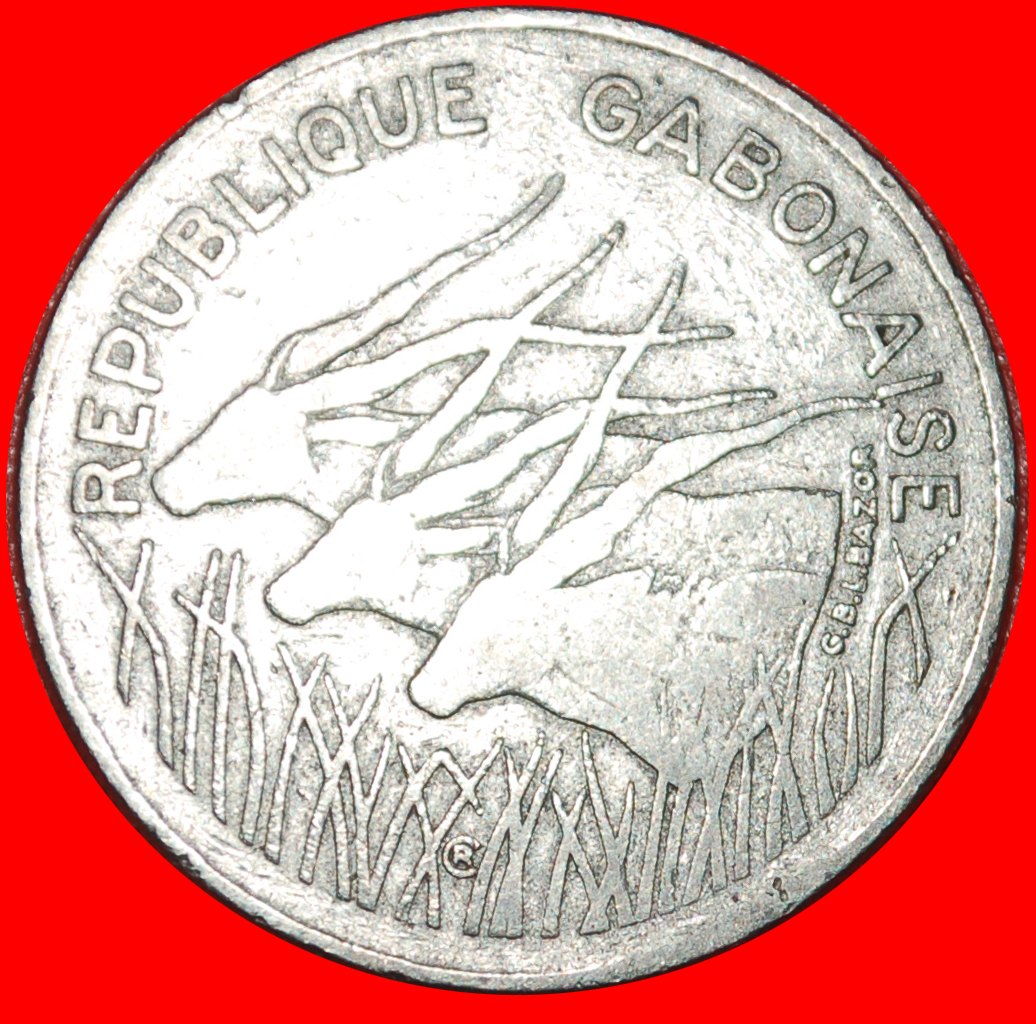  * FRANCE (1975-1985): GABON ★ 100 FRANCS 1985 3 ANTELOPES! ★LOW START ★ NO RESERVE!   