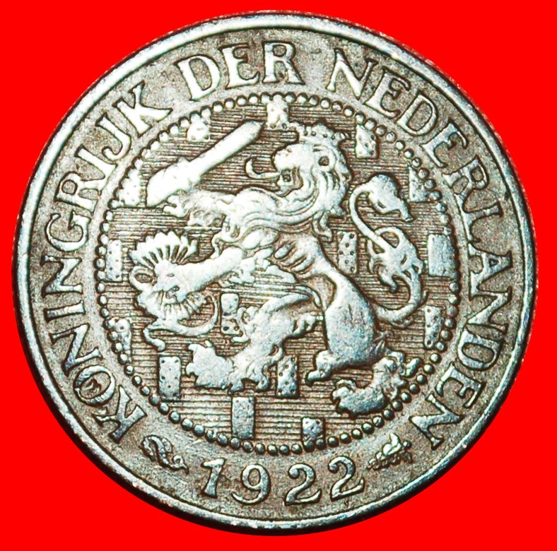 * RAMPANT LION (1913-1941): NETHERLANDS ★1 CENT 1922! WILHELMINA (1890-1948)★LOW START ★ NO RESERVE!