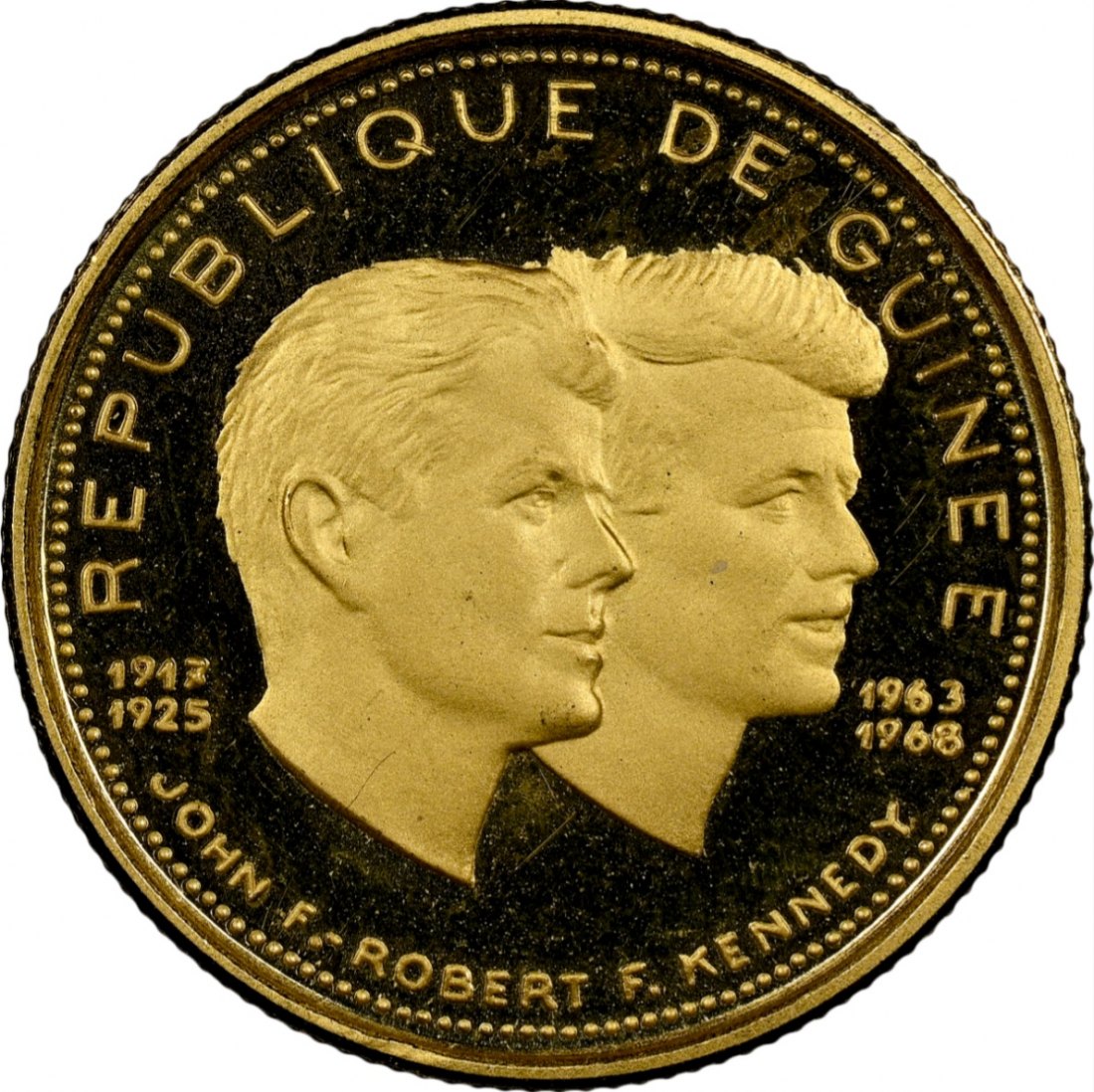  Guinea 1.000 Francs Guinéens 1969 | NGC PF68 ULTRA CAMEO | John and Robert Kennedy V2   