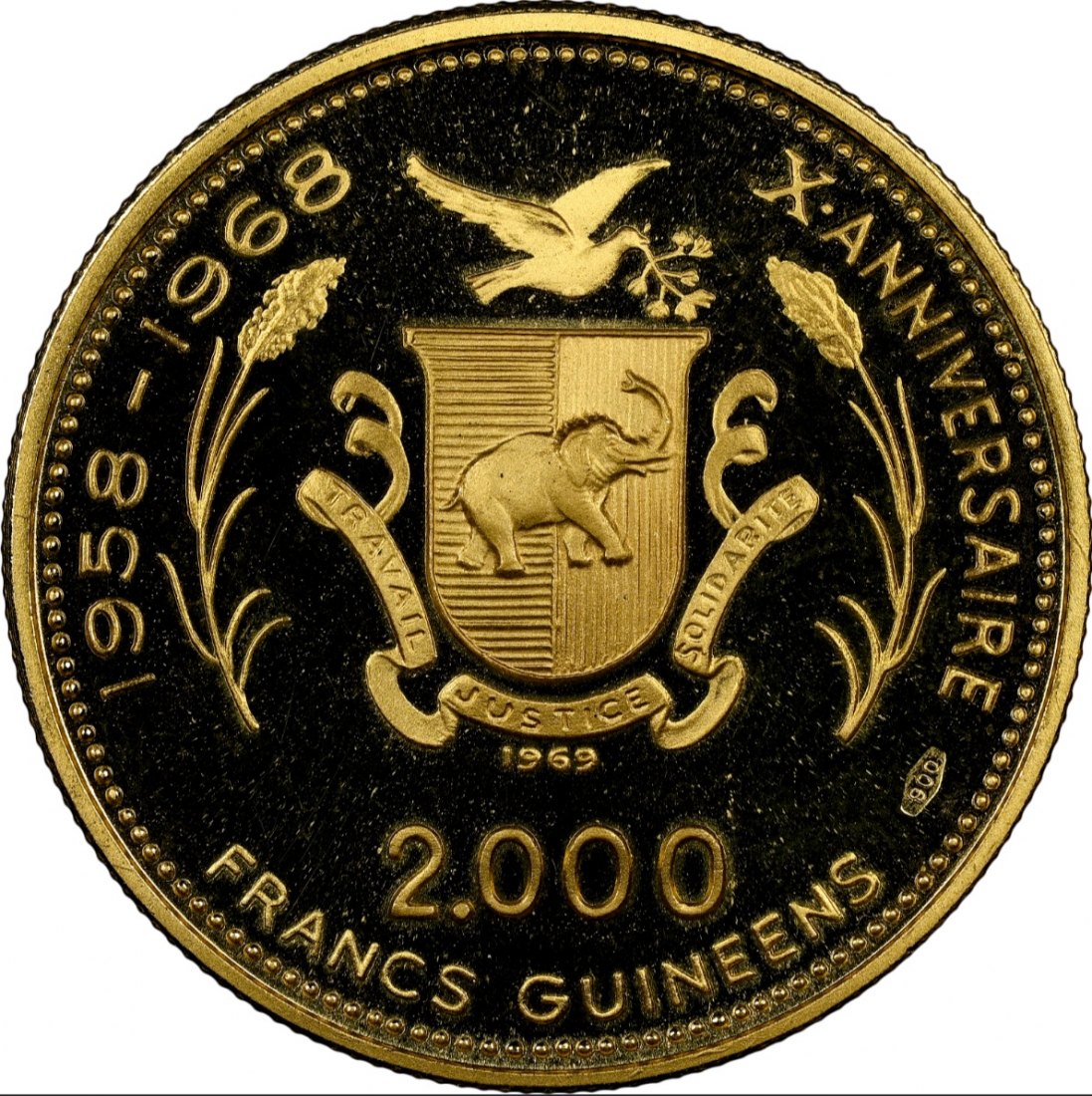  Guinea 2.000 Francs 1969 | NGC PF69 ULTRA CAMEO | Mondlandung   