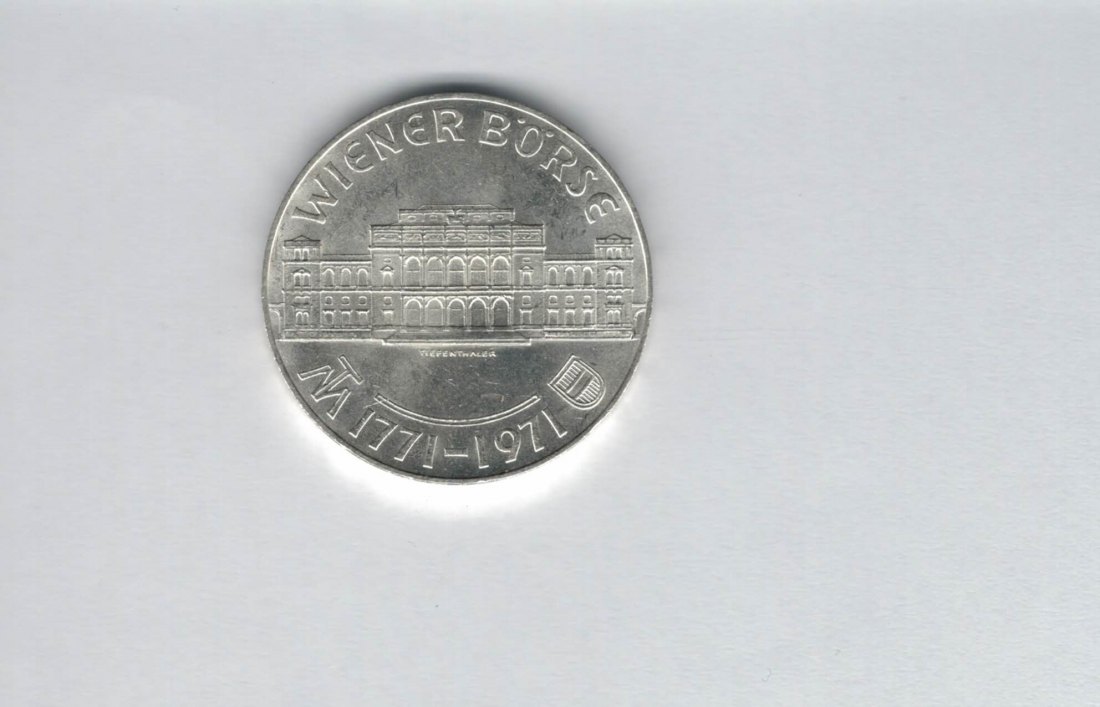  25 Schilling 1971 Wiener Börse 200 Jahre silber Gedenkmünze Österreich Spittalgold9800 (04588/17)   