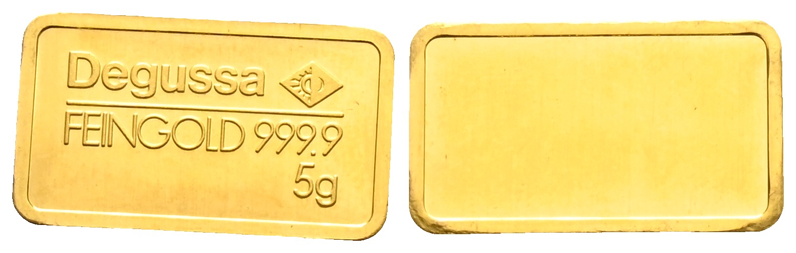 PEUS 1637 BRD 5 g Feingold. Degussa Barren GOLD 5 g o.J. Almost Uncirculated