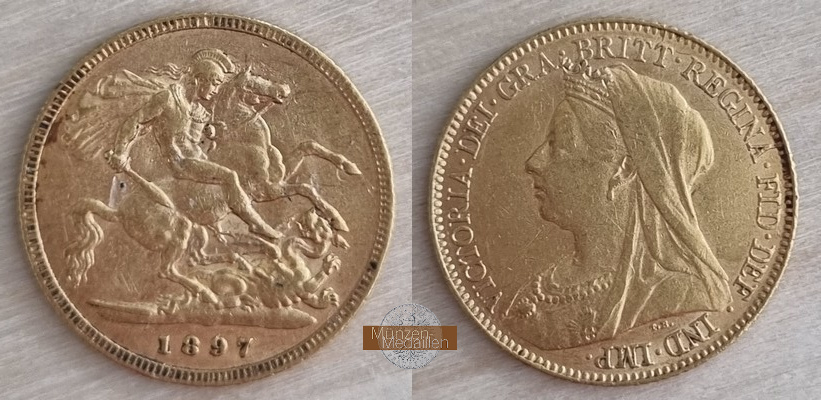 Grossbritannien MM-Frankfurt Feingewicht: 3,66 g 1/2 Pfund 1893-1901 1897 