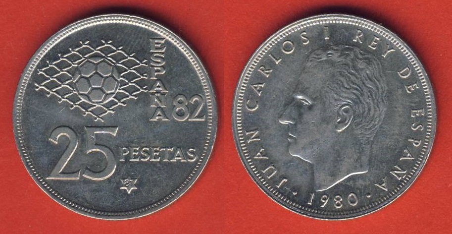  Spanien 25 Peseten 1980 (82) zur WM.82   