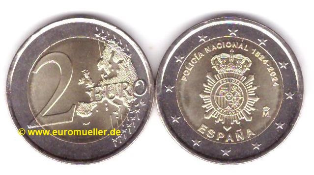 Spanien 2 Euro Gedenkmünze 2024...Policia National...unc.   