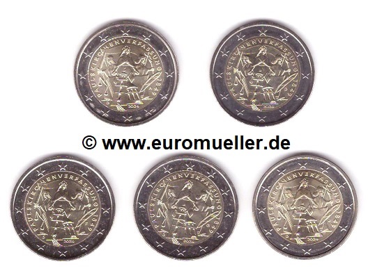 Deutschland 5x 2 Euro Gedenkmünze 2024...Paulskirchenverfassung....unc.   
