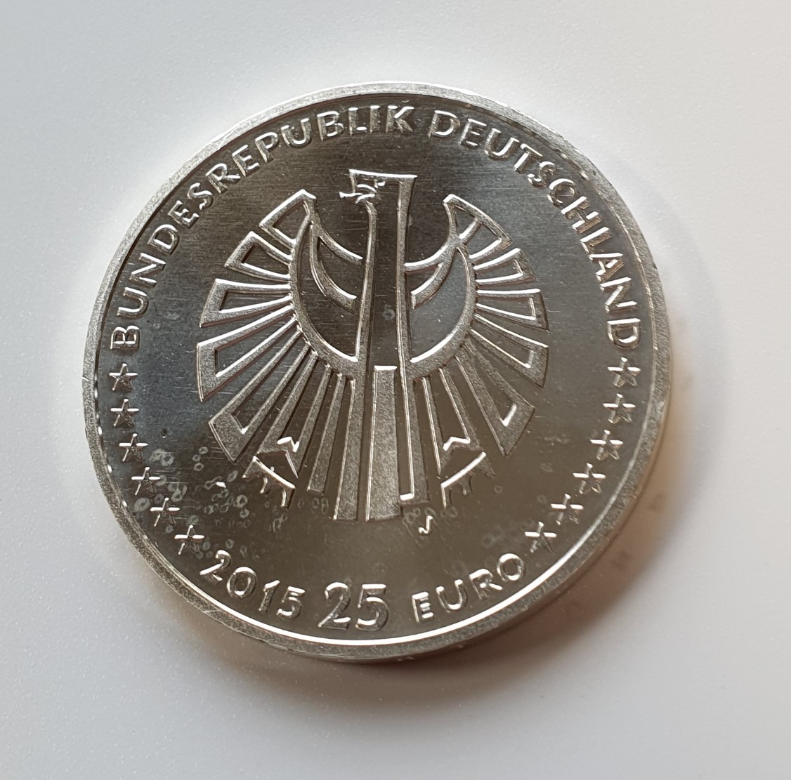  Deutschland 25 Euro 2015 J Silbermünze 999 Silber 25 Jahre Deutsche Einheit Spiegelglanz   