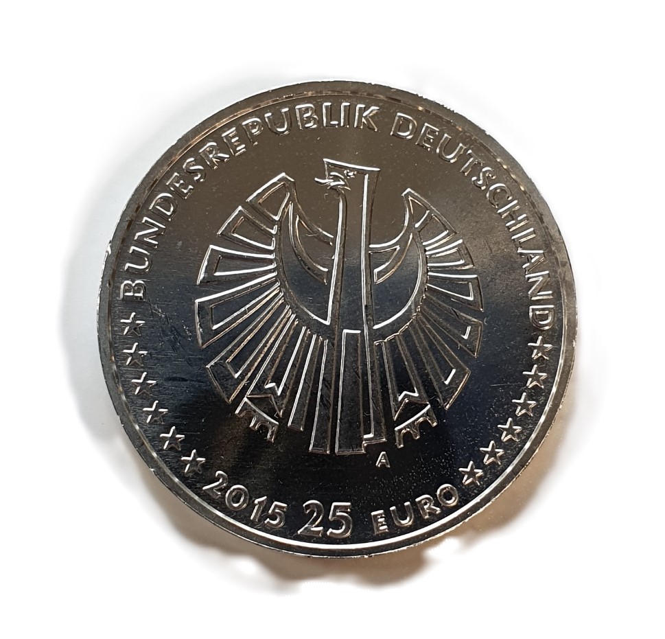  Deutschland 25 Euro 2015 A Silbermünze 999 Silber 25 Jahre Deutsche Einheit Spiegelglanz   