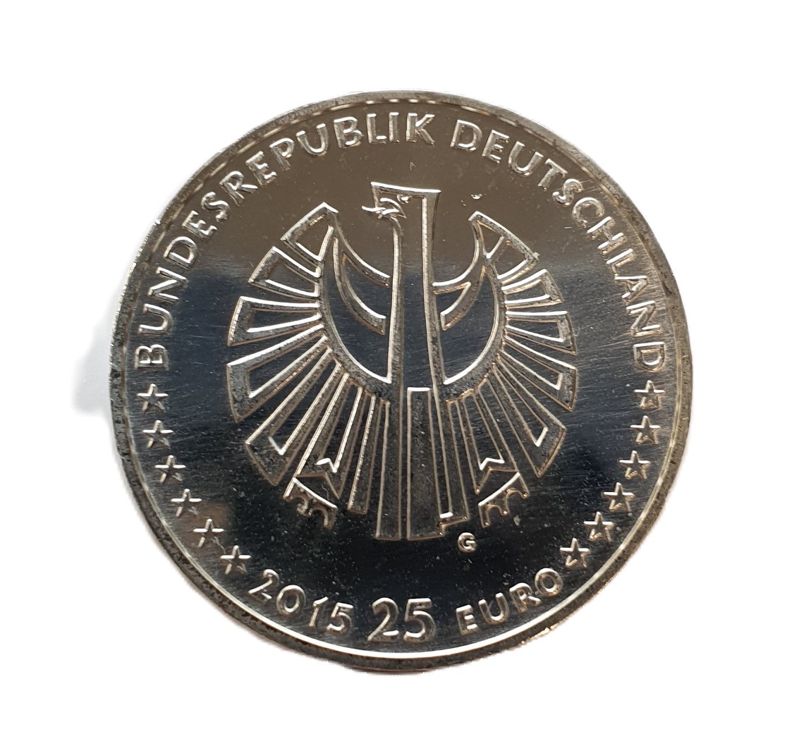  Deutschland 25 Euro 2015 G Silbermünze 999 Silber 25 Jahre Deutsche Einheit Spiegelglanz   