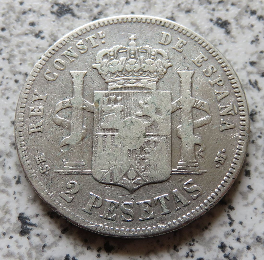  Spanien 2 Pesetas 1882   