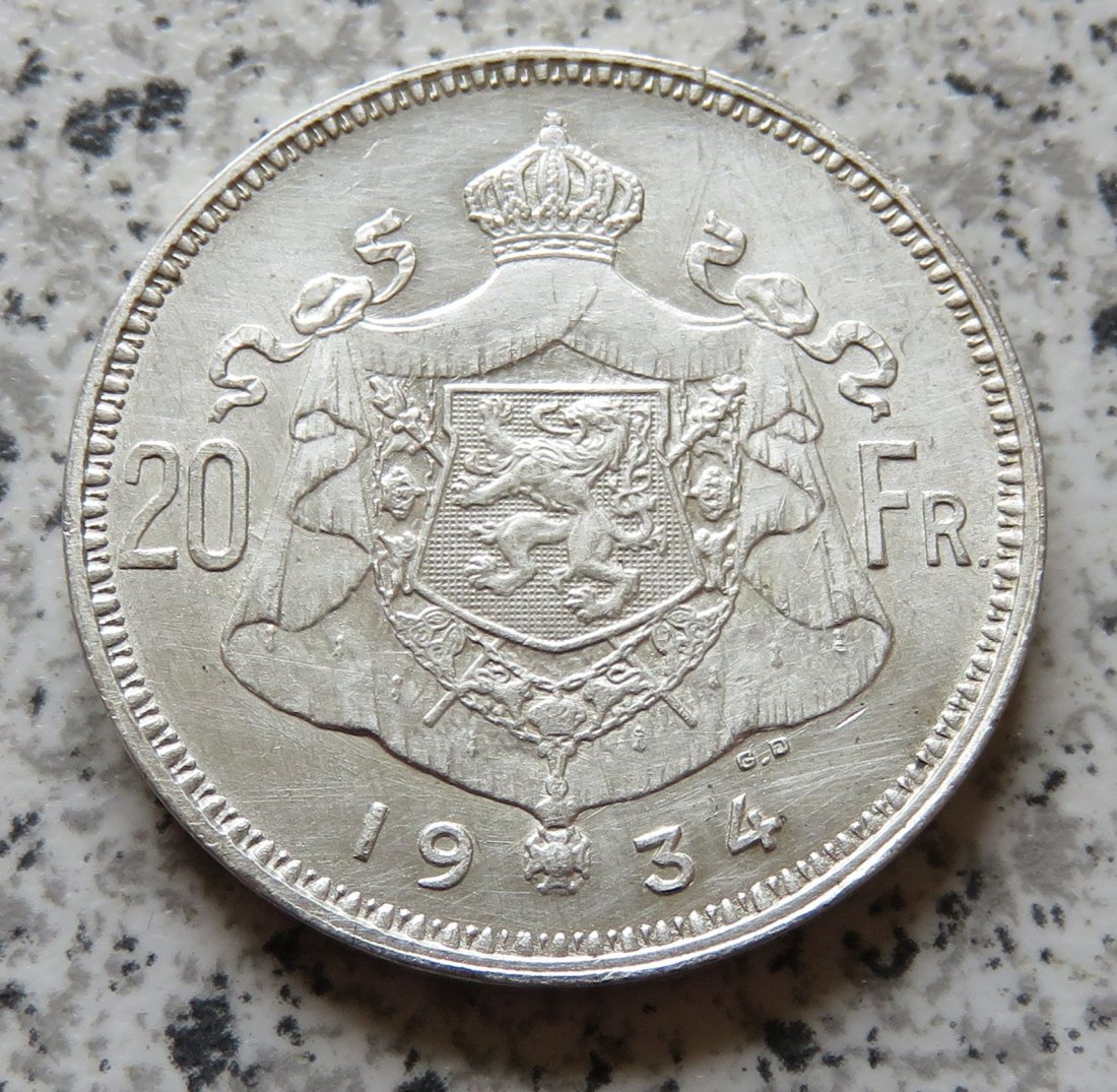  Belgien 20 Francs 1934, Der Belgen   