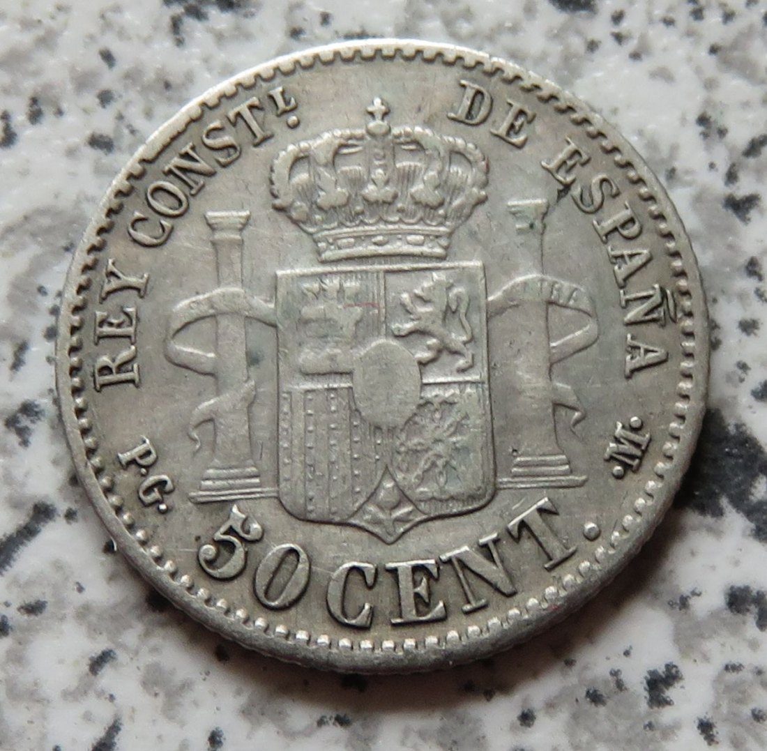  Spanien 50 Centimos 1892   
