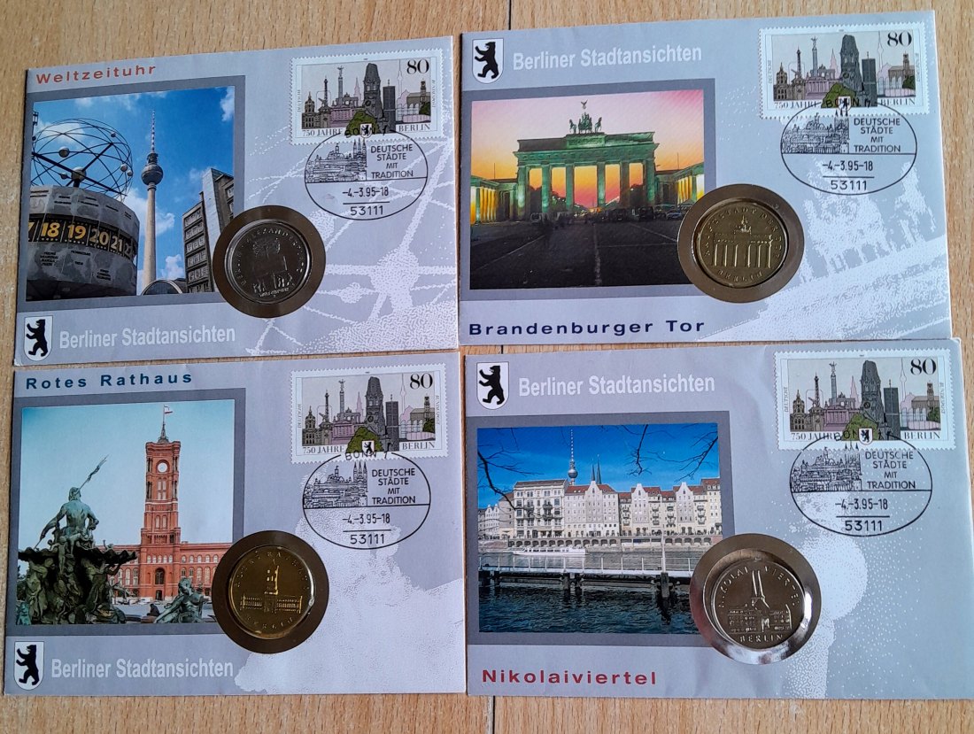  4 x Numisbrief Berliner Stadtansichten Komplettsatz sehr selten   