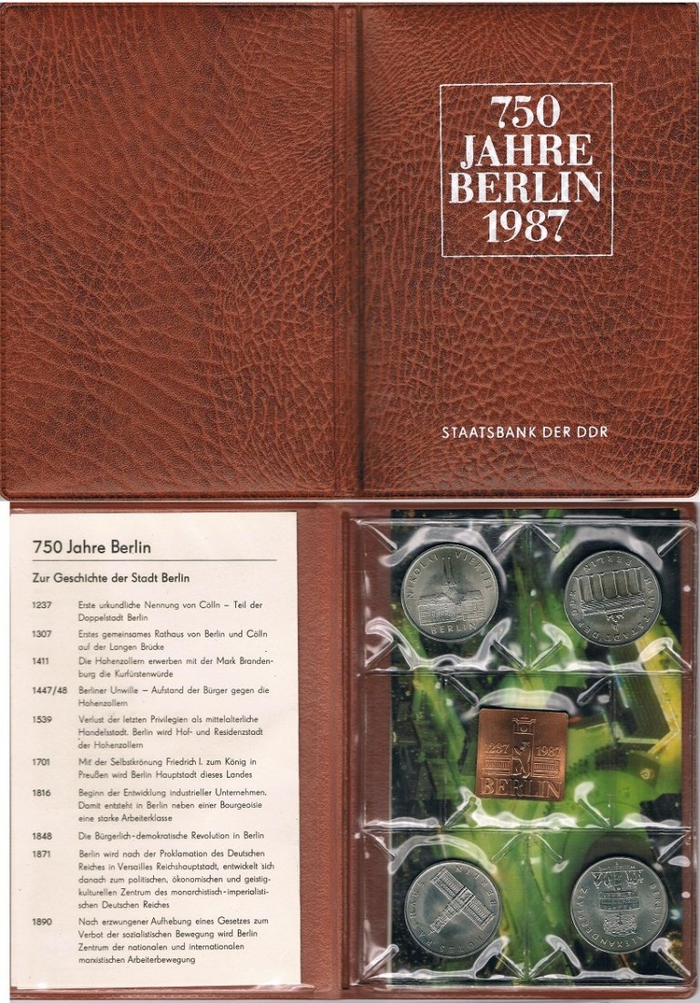  DDR: Münztasche Berlin 1987 und Münztasche Verkehrswesen 1988   