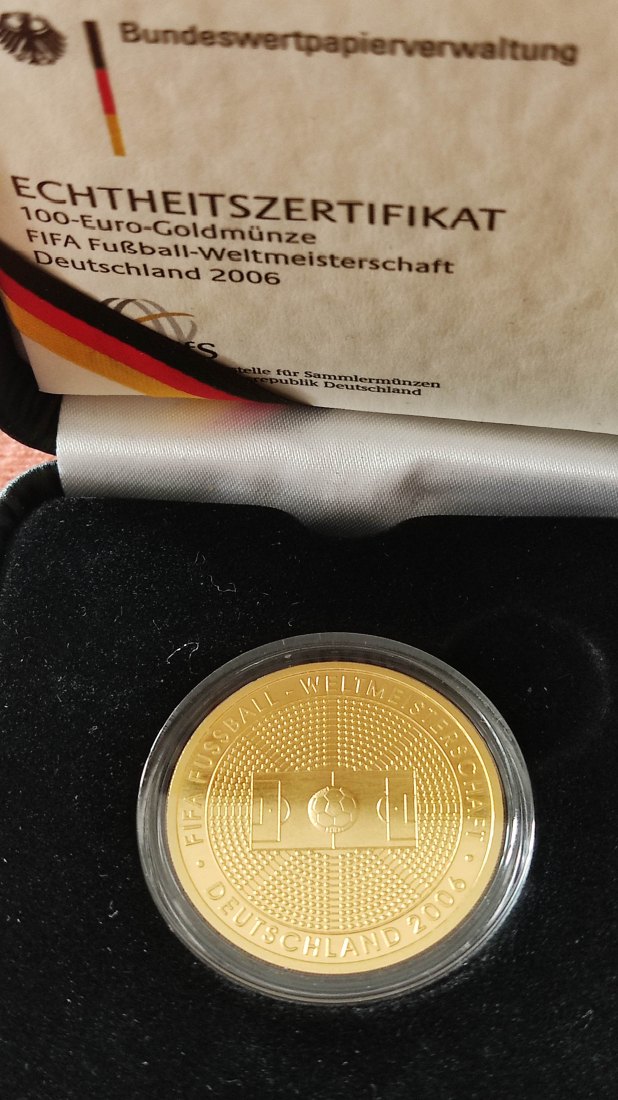  Deutschland 100 Euro Gold 2006  J  FIFA Fußball WM 2006 in Deutschland   