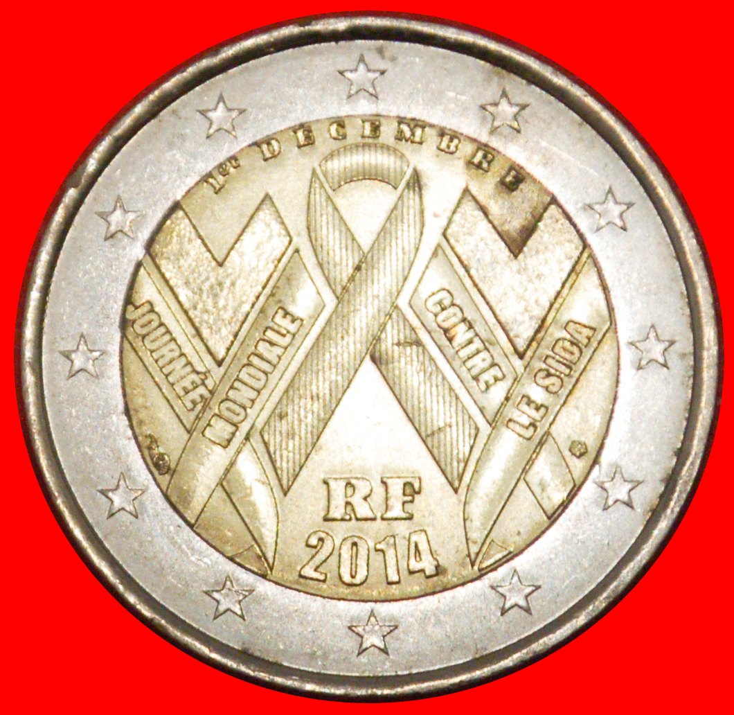  * AIDS: FRANCE ★ 2 EURO 2014 UNC NON-PHALLIC TYPE! LOW START ★ NO RESERVE!   