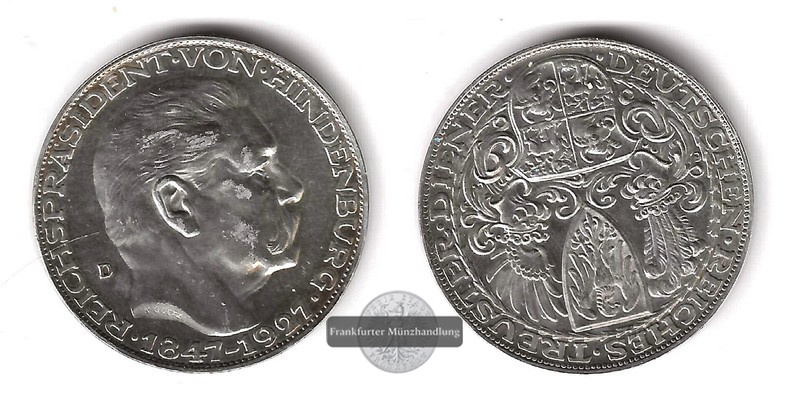  Deutschland.  Medaille 1927  Hindenburg    FM-Frankfurt   Feinsilber: 22,32g   