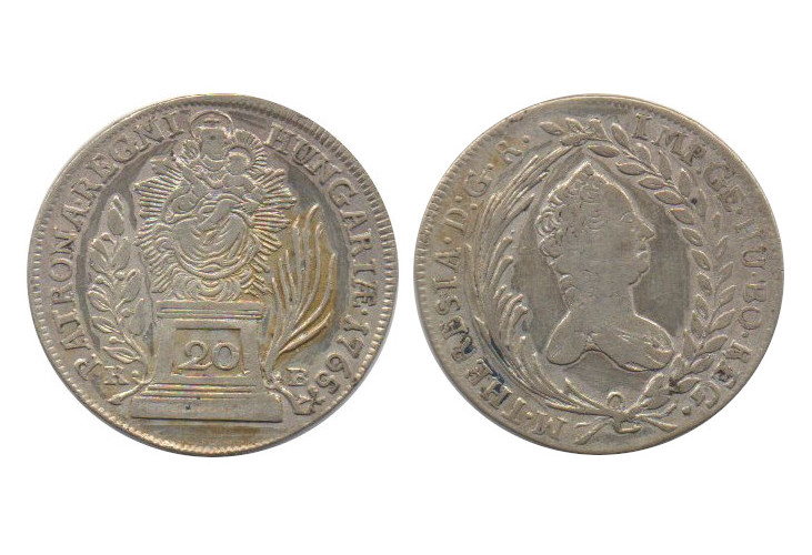  Ungarn Hungary 20 Krajczar 1765 KB Silber   