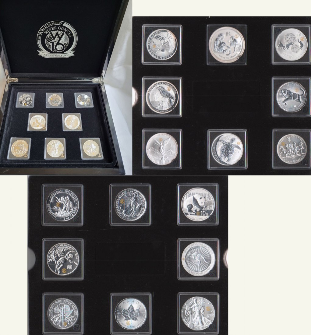  Welt-Box 16x 1oz Silber 24k Privy W16 World Famous Investment Silber Collection* 2016   