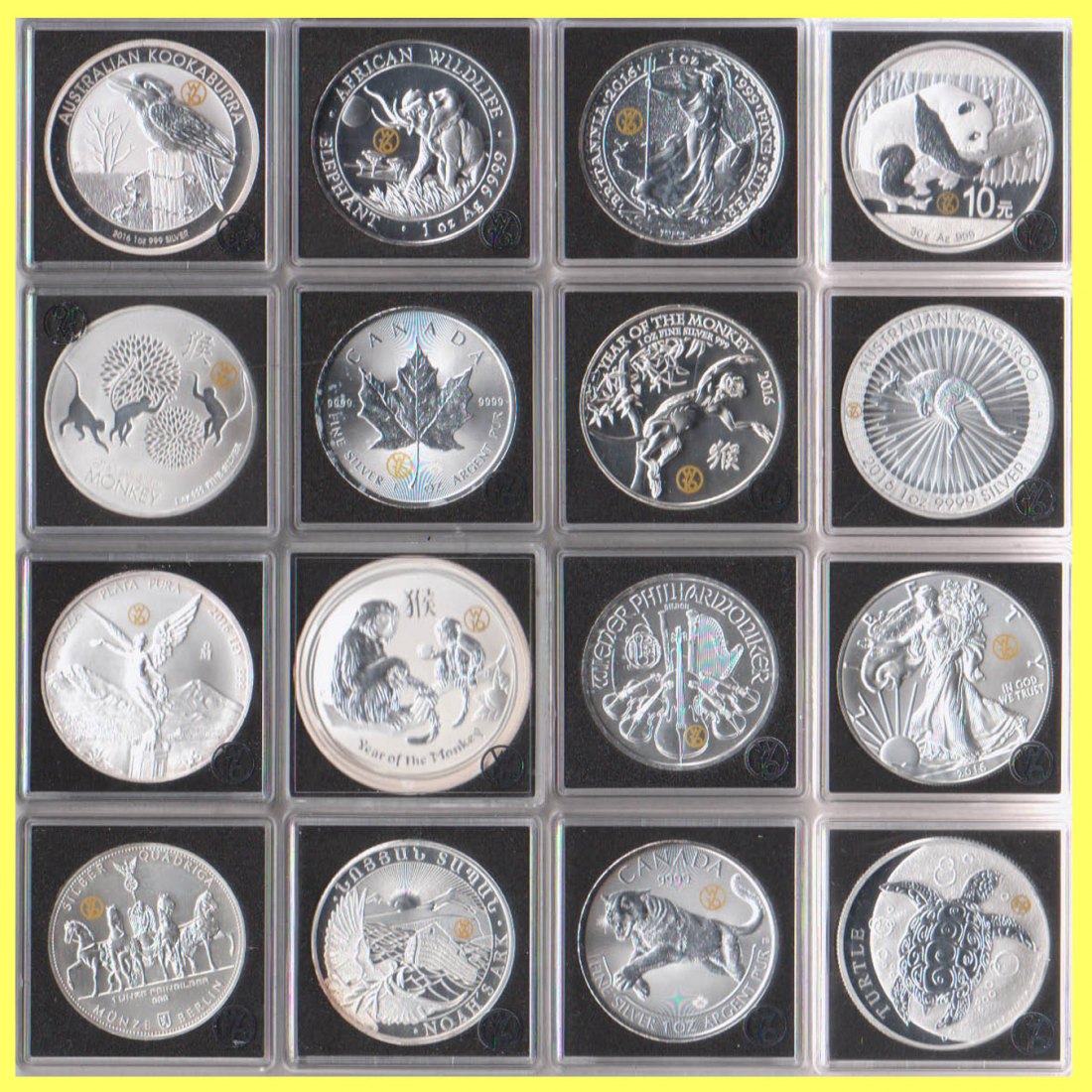  Welt-Box 16x 1oz Silber 24k Privy W16 World Famous Investment Silber Collection* 2016   