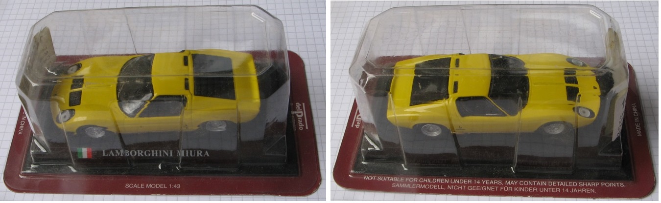  Lamborghini Miura,Gelb-Modellauto 1:43-Del Prado Collection-Originalverpackung   