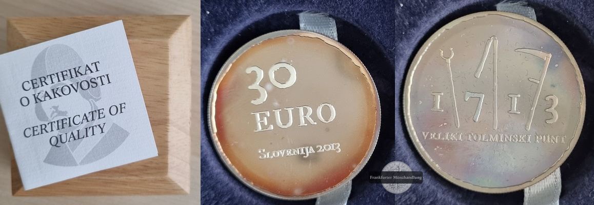  Slowenien 30 Euro 2013 300 Jahre Tolminer Bauernaufstand FM-Frankfurt  Feinsilber: 13,86g   