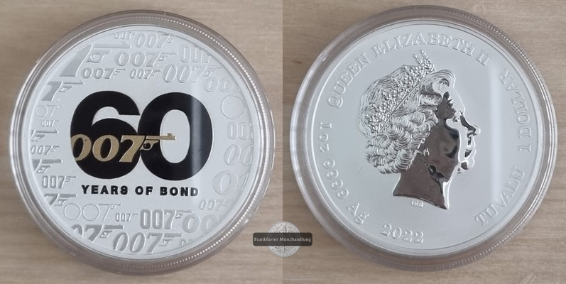  Tuvalu  1 Dollar  2022 James Bond 007   FM-Frankfurt  Feinsilber: 31,1g   