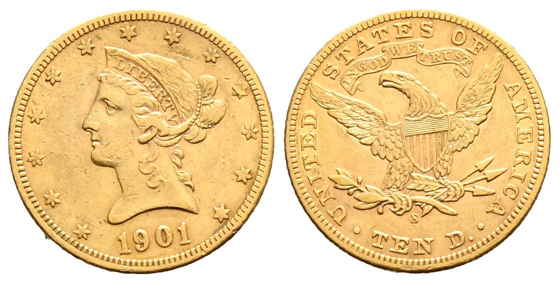 PEUS 1647 USA 15,05 g Feingold. Coronet Head 10 Dollars GOLD 1901 S Sehr schön