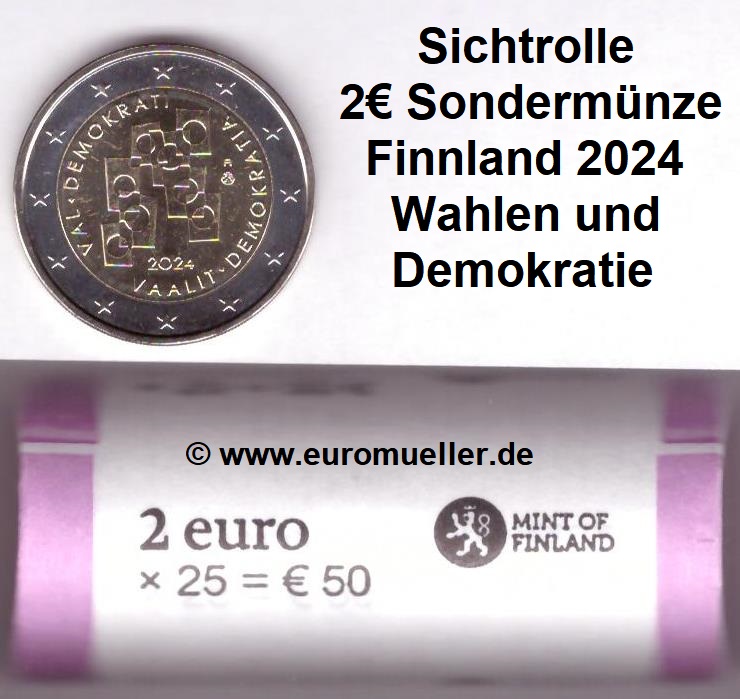 Finnland Sichtrolle...2 Euro Gedenkmünze 2024...Wahlen   