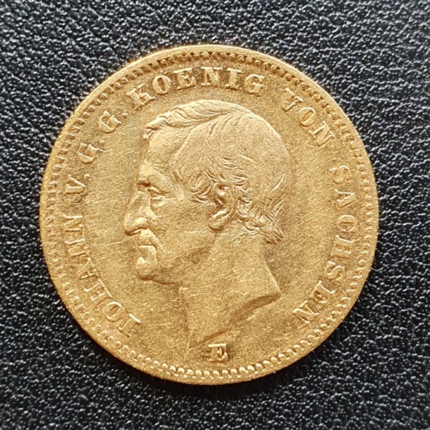  Kaiserreich 20 Mark 1872 E Johann V. G. G. Koenig von Sachsen Gold Münze   