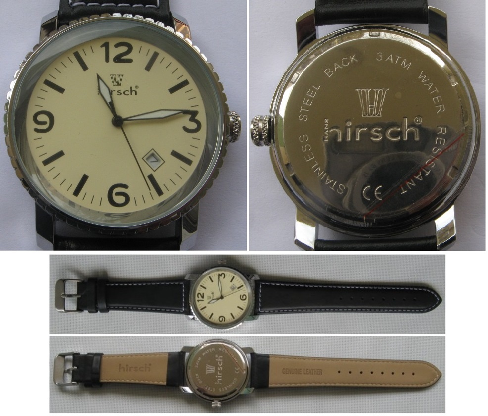  Hirsch-Herrenuhr Armbanduhr-Stainless Steal-3ATM-Datum/Neu & OVP   