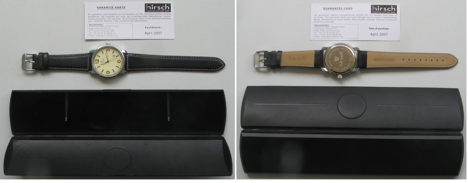  Hirsch-Men's Watch-Stainless Steal-3ATM-Date/New & Original Packaging   