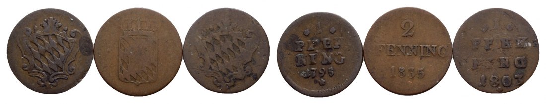  Altdeutschland, 3 Kleinmünzen 1795/1835/1803   