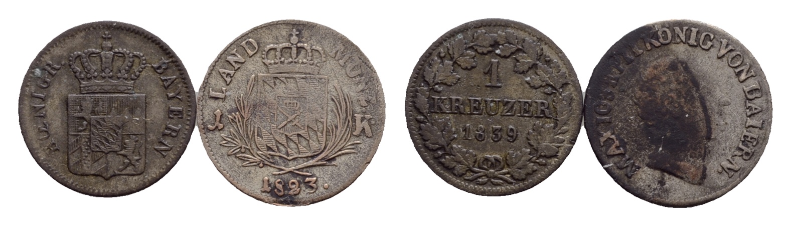  Altdeutschland, 2 Kleinmünzen 1823/1839   
