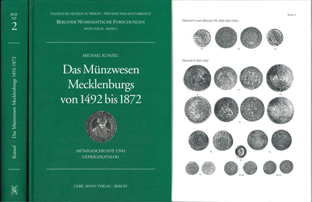  Michael Kunzel; Das Münzwesen Mecklenburgs von 1492 bis 1872; 461 Seiten, 44 Tafeln, gebraucht   