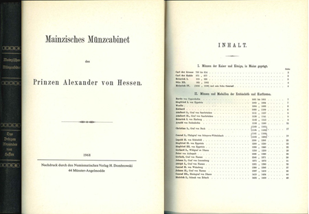  Mainzisches Münzcabinet; Des Prinzen Alexander von Hessen; 283 Seiten, gebraucht   