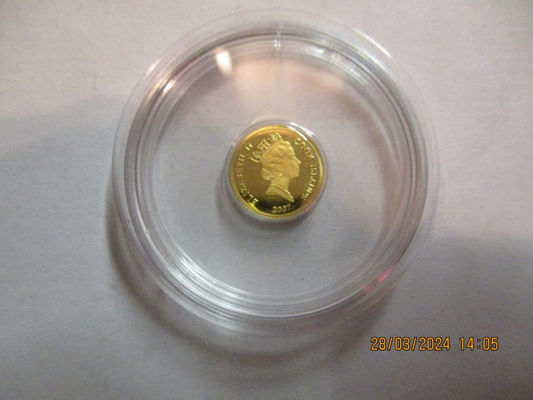  1 Dollar 2007 Cook Islands Goldmünze 9999er Gold 0,5 Gramm / M2   