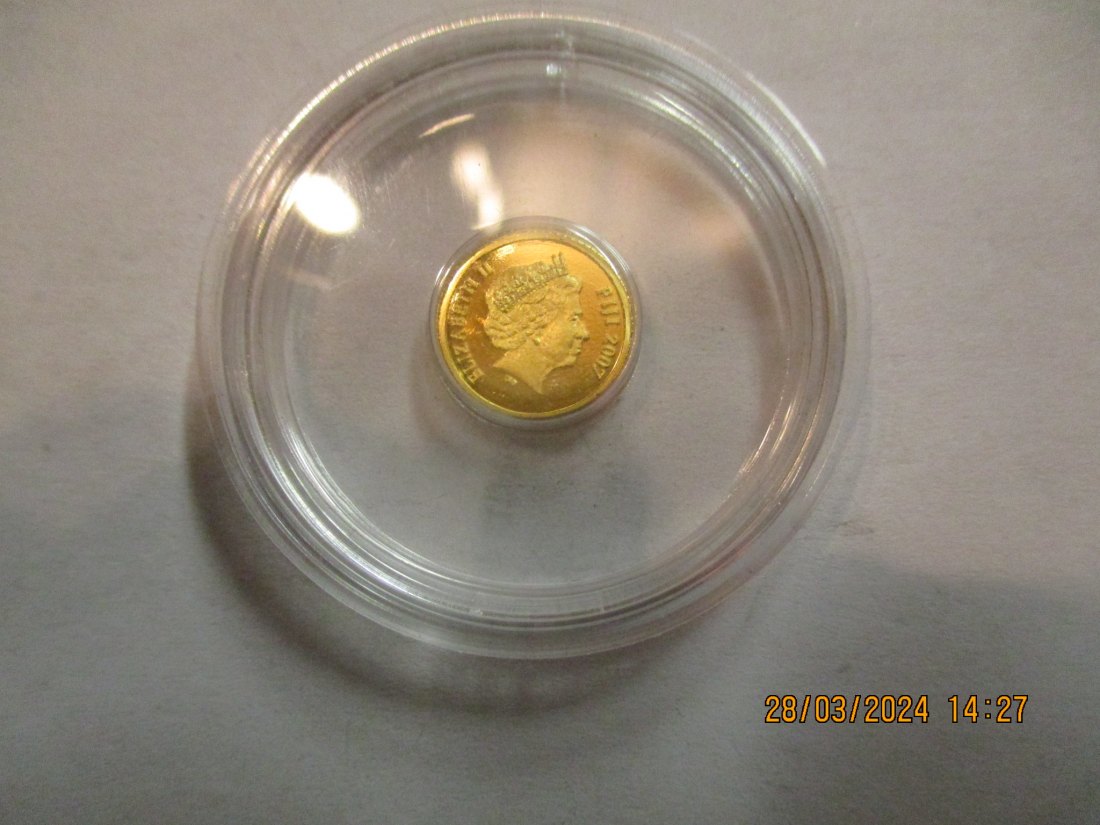  1 Dollar 2007 Fiji Inseln Goldmünze 99999er Gold 0,5 Gramm / M7   