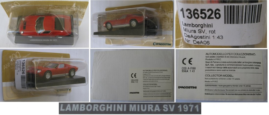  Lamborghini Miura SV 1971 red-car collector model 1/43-DeAgostini Collection-original box   