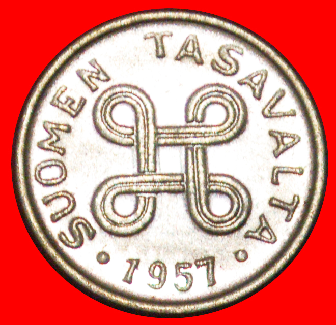  * CROSS (1952-1962): FINLAND ★ 1 MARK 1957 MINT LUSTRE!★LOW START ★ NO RESERVE!   