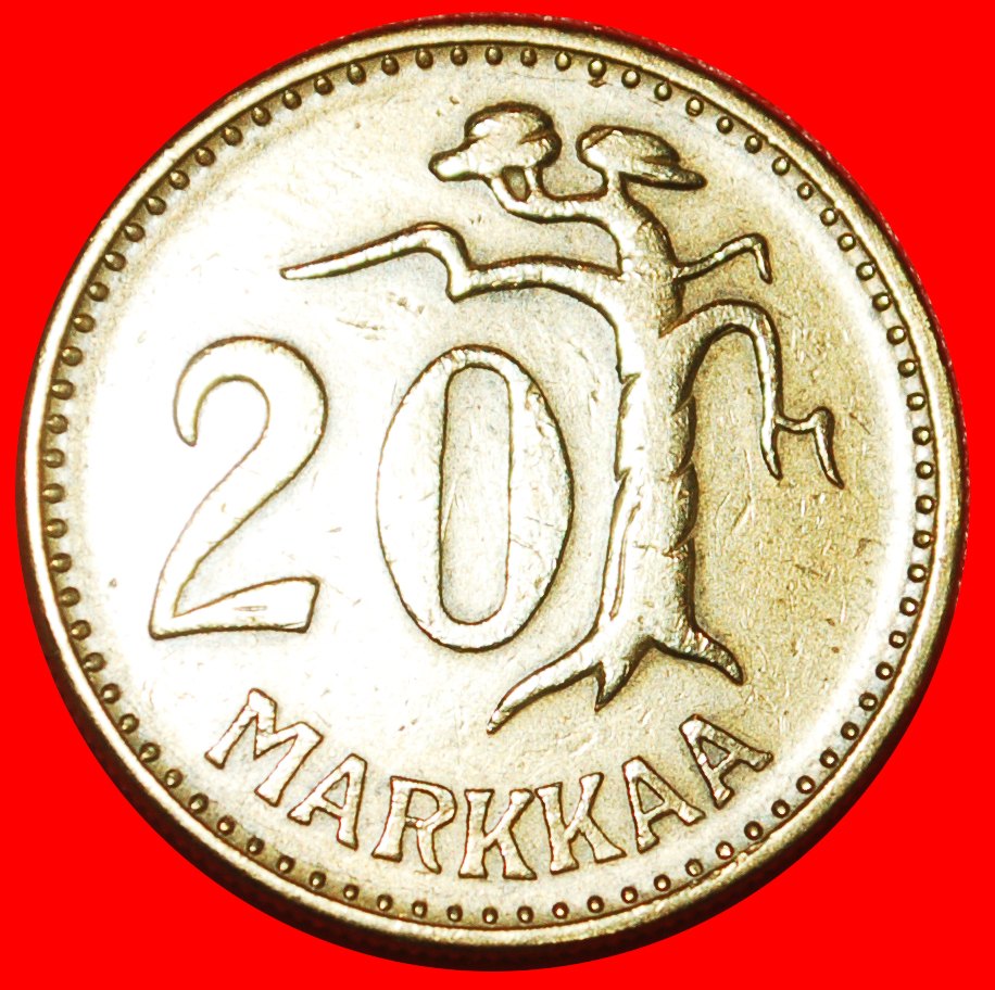  * PINE TREE (1952-1962): FINLAND ★ 20 MARKS 1954H DIE B!★LOW START ★ NO RESERVE!   