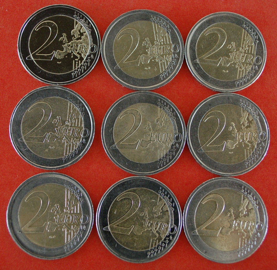  * 9 COMMEMORATIVE COINS: EUROPEAN UNION ★ 2 EURO DIFFERENT TYPES!★LOW START ★ NO RESERVE!   