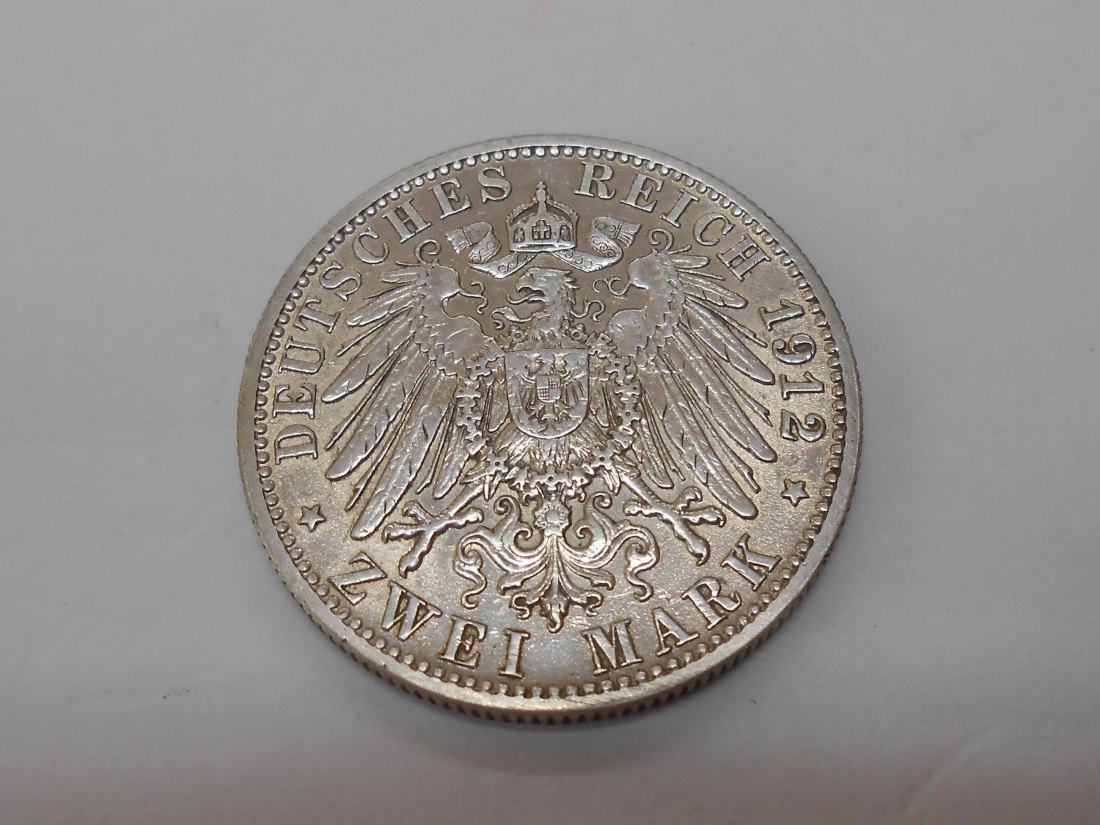  Württemberg König Wilhelm 2 Mark 1912 F, Jäger 174   
